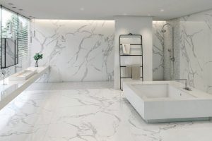 Carrara marmerlook badkamer